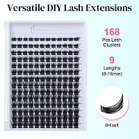 Diy Lash Extension Kit Lash Clusters Kit D Curl 816Mm Mix Waterproof Lash Clusters Kit Individual Lashes With Bond And Seal An