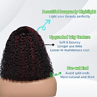 Keepme Wear And Go Glueless Wig Human Hair Pre Plucked 1B99J Highlight Water Wave Bob Wig Human Hair Pre Cut Lace For Beginners