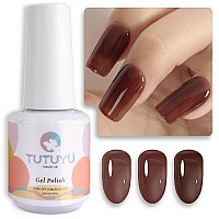 Tutuyu Chocolate Brown Jelly Gel Nail Polish 051 Fl Oz Translucent Sheer Chocolate Brown Gel Polish For Manicure Salon Or Diy N