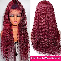 Larhali 99J Hd Lace Front Wigs Human Hair Pre Plucked 250 Density Burgundy 13X6 Deep Wave Frontal Wigs Natural Hairline Human H