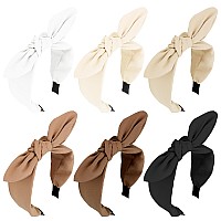 Jaciya 6 Pieces Knotted Bow Headbands For Women Wide Black Headbands For Girls Hair Accessories Knot Headband With Bowblackbro