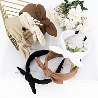 Jaciya 6 Pieces Knotted Bow Headbands For Women Wide Black Headbands For Girls Hair Accessories Knot Headband With Bowblackbro