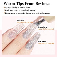 Bevimee Quick Dry Regular Nail Polish Set 6 Colors Silver Glitter Metallic Pearl Nail Polish Nude Pink Red Jelly Nail Lacquer