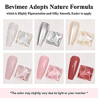 Bevimee Quick Dry Regular Nail Polish Set 6 Colors Silver Glitter Metallic Pearl Nail Polish Nude Pink Red Jelly Nail Lacquer