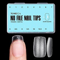 Tomicca Short Square Nail Tips 360Pcs Soft Tips 15 Sizes Doublesided Matte Full Cover Gel False For Extensions And Profession