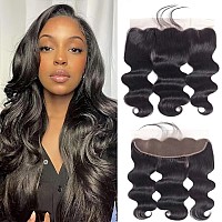 Hswpawk 13X4 Hd Lace Frontal Closure Body Wave Human Hair 16 Inch 13X4 Ear To Ear Transparent Lace Frontal Closure Pre Plucked W