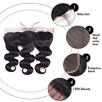 Hswpawk 13X4 Hd Lace Frontal Closure Body Wave Human Hair 16 Inch 13X4 Ear To Ear Transparent Lace Frontal Closure Pre Plucked W