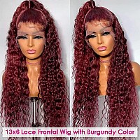 Larhali 99J Hd Lace Front Wigs Human Hair Pre Plucked 180 Density Burgundy 13X6 Deep Wave Frontal Wigs Natural Hairline Human H