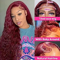 Larhali 99J Hd Lace Front Wigs Human Hair Pre Plucked 180 Density Burgundy 13X6 Deep Wave Frontal Wigs Natural Hairline Human H