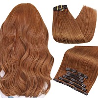 Full Shine Short Human Hair Extensions Clip Ins Copper Hair Clip In Human Hair Tripple Weft Auburn Hair Extensions Clip Ins Invi