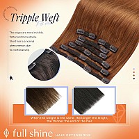 Full Shine Short Human Hair Extensions Clip Ins Copper Hair Clip In Human Hair Tripple Weft Auburn Hair Extensions Clip Ins Invi