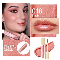 Oulac Peach Lip Gloss Highshine Moisturizing Lip Gloss Oil Colorful Shade Liquid Lipstick Nonstick Cup Glitter Lipstick Lip Ti