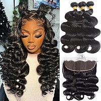 12A Human Hair Bundles With Frontal 18 20 2216 Body Wave Human Hair Bundles With Closure Body Wave 3 Bundles Human Hair With