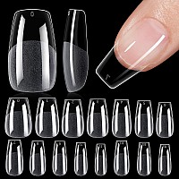 Tomicca Medium Coffin Nail Tips 360Pcs Half Matte Gel X Nail 15 Sizes Nail Extension Tips Set Full Cover Pre Shaped Fake Nail