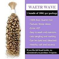 Liqusee Water Wave Curly 27 Human Braiding Hair 100G One Bundlepack Bulk Human Hair For Braiding No Weft Micro Human Hair Brai