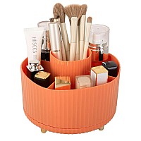 Anyoifax 360 Rotating Makeup Brush Holder Organizer Make Up Brushes Cup For Vanity 5 Slot Spinning Makeup Organizers For Cosme