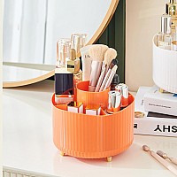 Anyoifax 360 Rotating Makeup Brush Holder Organizer Make Up Brushes Cup For Vanity 5 Slot Spinning Makeup Organizers For Cosme