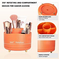 Anyoifax 360 Rotating Makeup Brush Holder Organizer Make Up Brushes Cup For Vanity 5 Slot Spinning Makeup Organizers For Cosme