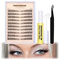 Toochunag Clusters Lash Extension Kit Natural Cluster Eyelash Extensions Wispy Individual Lashes Clusters Kit With Clear Lash Gl