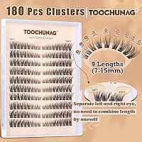 Toochunag Clusters Lash Extension Kit Natural Cluster Eyelash Extensions Wispy Individual Lashes Clusters Kit With Clear Lash Gl