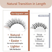 Toochunag Clusters Lash Extension Kit Natural Cluster Eyelash Extensions Wispy Individual Lashes Clusters Kit With Clear Lash Gl