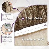 Laavoo Hand Tied Weft Hair Extensions Real Human Hair 25G 16 Inch Genius Weft Extensions Virgin Hair Ombre Dark Brown To Light B