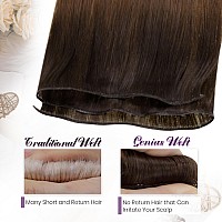 Laavoo Hand Tied Weft Hair Extensions Real Human Hair 25G 16 Inch Genius Weft Extensions Virgin Hair Ombre Dark Brown To Light B