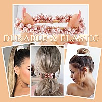 Ahoney 9Pcs Pink Scrunchies Bachelorette Party Favors Pearl Hair Ties Elastic Hair Scrunchies Bulk Stretchy Bridesmaid Gifts For