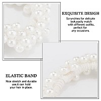 Ahoney 9Pcs Pearl Hair Tie Elastic White Hair Scrunchies For Womens Hair Boho Wedding Accessories White Pearl White 9 Coun