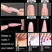 Bluezoo 240Pcs Nail Extension Forms For Poly Gel 2 Styles Clear Dual Nail Molds Stiletto Tips With Coffin Ballerina Tips Wi