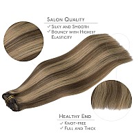 Wennalife Clip In Hair Extensions Real Human Hair 16 Inch 120G 7Pcs Human Hair Extensions Clip In Human Hair Balayage Chocolat