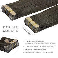 Wennalife Tape In Hair Extensions Human Hair 20Pcs 50G 14 Inch Cool Dark Brown Remy Hair Extensions Straight Human Hair Tape In