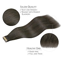 Wennalife Tape In Hair Extensions Human Hair 20Pcs 50G 14 Inch Cool Dark Brown Remy Hair Extensions Straight Human Hair Tape In