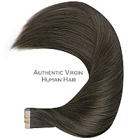 Wennalife Tape In Hair Extensions Human Hair 20Pcs 50G 14 Inch Cool Dark Brown Remy Hair Extensions Straight Human Hair Tape In