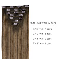 Wennalife Clip In Hair Extensions Real Human Hair 16 Inch 120G 7Pcs Human Hair Extensions Clip In Human Hair Light Ash Brown T