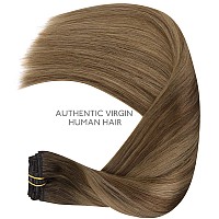 Wennalife Clip In Hair Extensions Real Human Hair 16 Inch 120G 7Pcs Human Hair Extensions Clip In Human Hair Light Ash Brown T