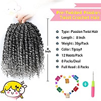 Fulcrum Passion Twist Hair 8 Inch 8 Packs Passion Twist Crochet Hair For Black Women Prelooped Crochet Twist Hair With Curly E