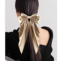 Atoden Silky Satin Hair Accessories 4Pcs Large Oversized Ribbons Long Tail Bowknot Barrettes With Metal Clips For Women And G