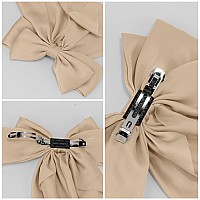 Atoden Silky Satin Hair Accessories 4Pcs Large Oversized Ribbons Long Tail Bowknot Barrettes With Metal Clips For Women And G