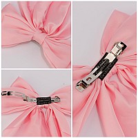 Atoden Womens Hair Bow Silky Satin Hair Bow 4Pcs Oversized Long Tail Bow Hair Clips Large Hair Ribbon Barrettes Metal Clip