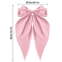 Atoden Womens Hair Accessories 4Pcs Oversized Satin Long Tail Bowknot Hair Clips With Metal Barrettes In Beige Pink Blue P