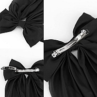 Atoden Oversized Hair Barrettes Silky Satin Bowknot Clips Long Tail Ribbons For Women Black White Beige 6Pcs