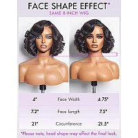 Luvme Hair 8 Inch Natural Black Bob Wig Human Hair Pre Cut Glueless Hd Lace Closure Wigs Big Curly Mature Boss Left C Parted Wi