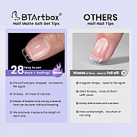 Btartbox Extra Short Coffin Fake Nails 320Pcs Short Nail Tips Preshape Half Matte Soft Gel Tips Full Cover Clear Acrylic Fal