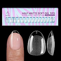 Btartbox Extra Short Almond Nail Tips 320Pcs Half Matte Soft Gel Tips Acrylic Preshaped Fake Nails Clear Ultra Fit Natura