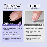 Btartbox Extra Short Almond Nail Tips 320Pcs Half Matte Soft Gel Tips Acrylic Preshaped Fake Nails Clear Ultra Fit Natura