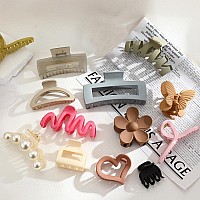 Drnytunk 13Pcs Hair Claw Clipsmall Claw Clips Pearl Hair Claw Clip Strong Hold Hair Jaw Clipsbig Hair Clip Barrettes Birthday