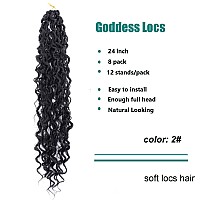 Lickran 24 Inch Goddess Locs Crochet Hair 8 Packs Boho Faux Locs Crochet Hair Pre Looped Soft Locs Crochet Hair For Black Women