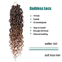 14 Inch Goddess Locs Crochet Hair 8 Packs Faux Locs Crochet Hair Pre Looped Soft Locs Crochet Hair For Black Women Crochet Locs