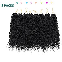 Lickran 14 Inch Goddess Locs Crochet Hair 8 Packs Boho Faux Locs Crochet Hair Pre Looped Soft Hippie Locs Crochet Hair For Black